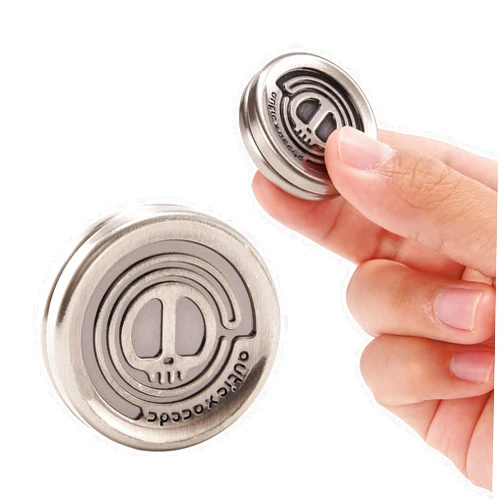 SOWSUN Haptic Coin Fidget Slider, Metal Fidget Toy Clicker Coin Stress Anxiety Relief for ADHD, Adult Fidget Slider EDC Coins Magnetic Block - Silver