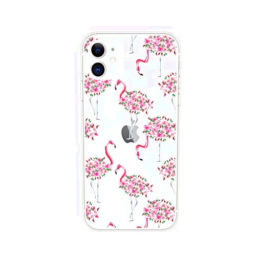 Blingy's Compatible for iPhone 11 Case (6.1 inch), Women Girls Cute Rose Flamingo Bird Pattern Fashionable Floral Animal Style Transparent Soft TPU Protective Clear Case (Rosey Flamingo)