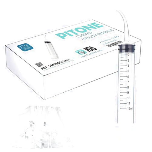 VASTMED 50PCs PITONE Disposable 12cc Irrigation Syringe with Curved Tip by VASTMED | Dental Syringe for Oral Care Tonsil Stones Removing | Mouthwash Cleaner Syringe with Measurement