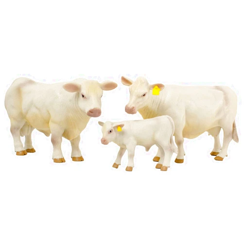 R.M. Industries Little Buster Toys Charolais Family Set - Charolais Cow, Bull, and Calf; 1/16th Scale