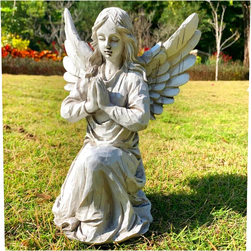 Handsider Praying Angel Garden Statue, Religious Fairy Sculpture Waterproof Decorative Figurine Art Decor for Patio, Lawn, Yard, Housewarming Ornament Present Angels HSa-1