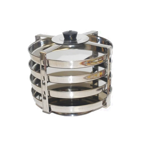 T TABAKH Tabakh 4-Plate Stainless Steel Dhokla Stand, Medium, Silver