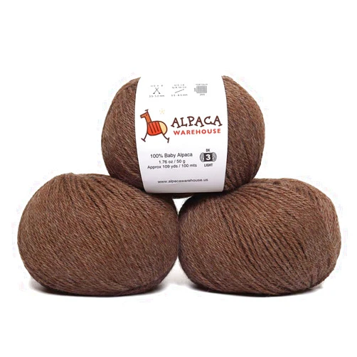 Alpaca Warehouse 100% Baby Alpaca Yarn Wool Set of 3 Skeins DK Weight - Made in Peru - Heavenly Soft and Perfect for Knitting and Crocheting (Sand, DK)