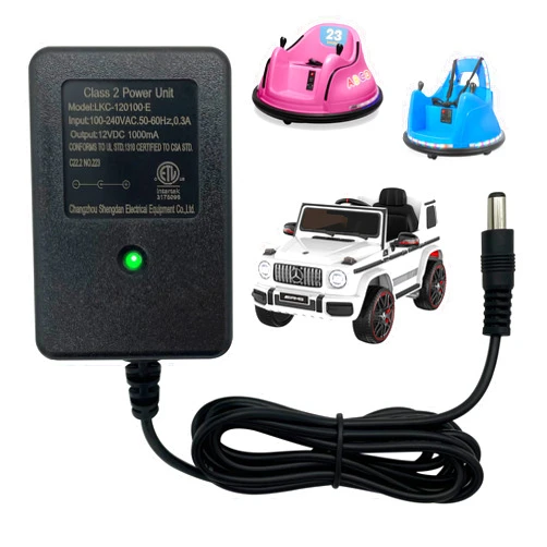 FLHFULIHUA 12v Battery Charger for Ride On Toys Bumper Car Charger 12 Volt Charger for Kids Ride On Cars Best Choice Products SUV Powered Wheel Baby Electric Vehicles Class 2 Power Supply Adapter,ETL Listed