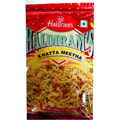 Haldiram's Khatta Meetha (Sweet-n-spicy) Mix of Chickpeas Flour Noodles,Rice flakes, Green Peas & Peanuts - 35.30oz, 1kg