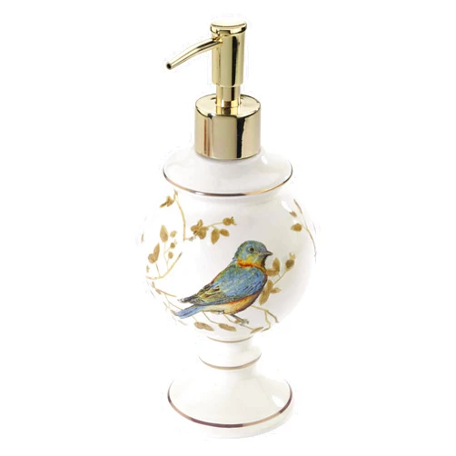Avanti Linens - Lotion Pump/Soap Dispenser, Countertop Accessories, Nature Inspired Bathroom Decor (Gilded Birds Collection)