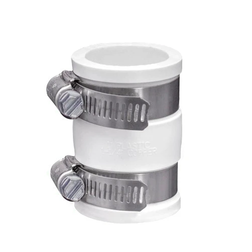 Fernco 1056-100 1-in. Flexible PVC Pipe Coupling for Plastic and Copper Plumbing Connections in White