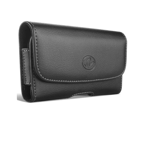 Wonderfly Horizontal Holster Compatible with Samsung Galaxy A7 (2016), A7, J7 (2016) or J7, a Large Size Leather Carrying Case with Belt Loops and Belt Clip, Fits The Phone with a Thick Case