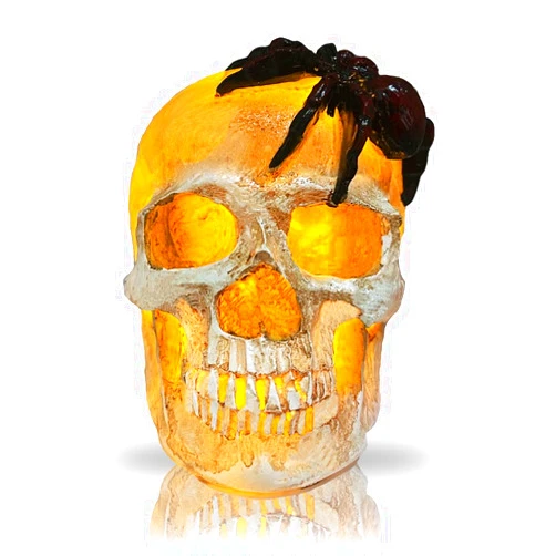 KATISHYRO Halloween Skull Lights, Halloween Themed Skeleton Decor Lights, Battery Operated Skull Statues Ornaments for Halloween Party Horror Decoration Indoor Haunted House Decorations