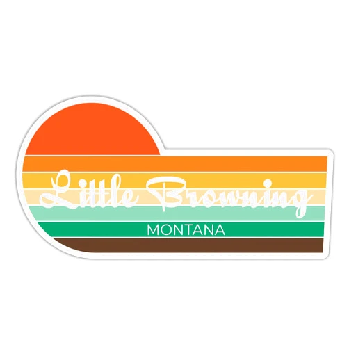 R and R Imports Little Browning Montana 2 x 1.25 Inch Sticker Retro Vintage Sunset City 70s Aesthetic Design