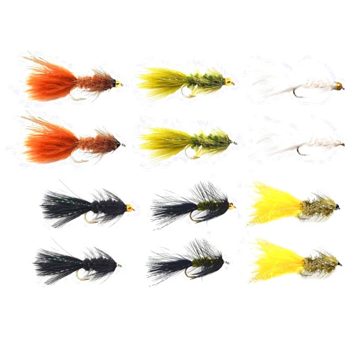 RoxStar Lures RoxStar Fly Shop Wolly Bugger Hatch Pack | 12pk Streamer Flies | Our Wolly Bugger Flies are Tied in House with Platinum Select Marabou!