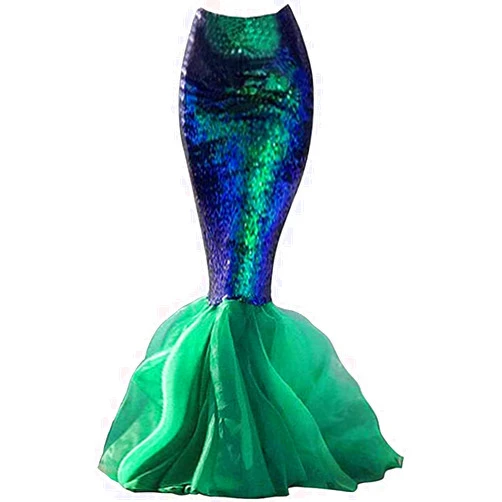 STARCIET Women's Mermaid Tail Costume Sequin Maxi Skirt Cosplay Halloween Party Dress