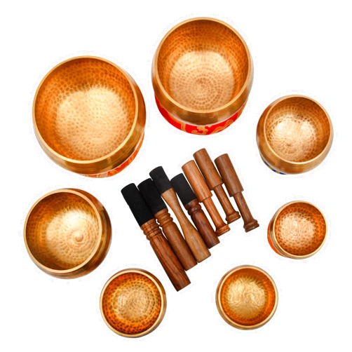 KARMA CRAFTER Tibetan Singing Bowl 7 Set - Sound Bowl Meditation 7 Chakra Set - Meditation Bowls with Cushions and Mallets - Cuencos Tibetanos for Sound Bath and Healing