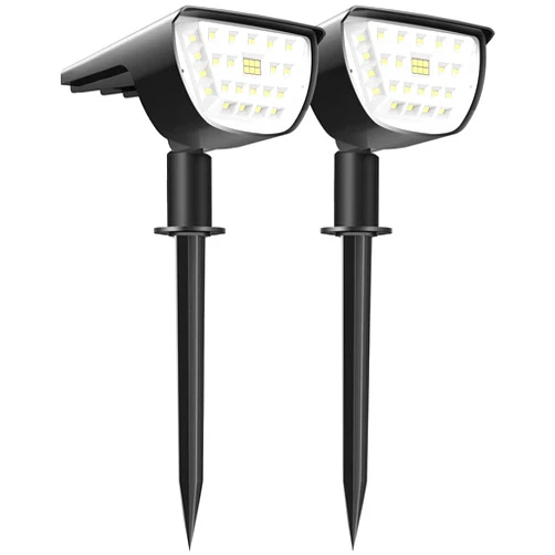 XIXUN Solar spotlight outdoor landscape lamp, LED solar spotlight outdoor automatic on/off, 3 modes, solar outdoor waterproof garden lamp, 2-in-1 solar spotlight, 2-piece package