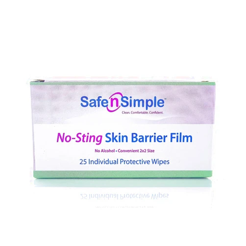 Safe n' Simple No Sting Skin Prep Barrier Wipes - 25 Individual Ostomy Barrier Film Wipes - Skin Prep Protective Wipes - Bandage Medical for Skin