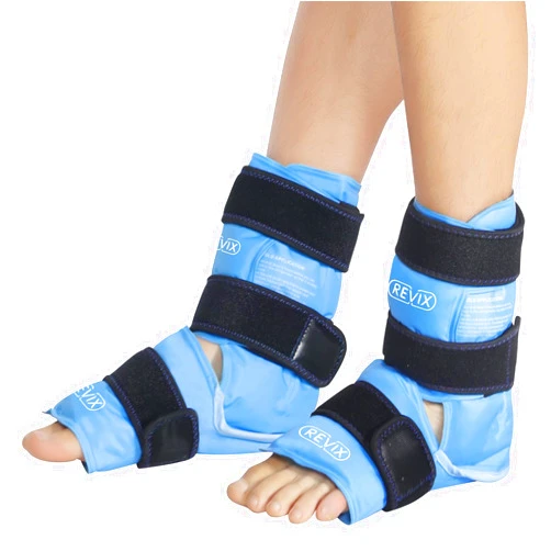 REVIX Ankle Foot Ice Pack Wraps for Injuries Reusable Gel Cold Compression Therapy for Feet Pain Relief, Plantar Fasciitis and Achilles Tendonitis, Soft Plush Lining, 2 Packs