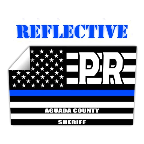 STICKER FRENZY Reflective Aguada County Puerto Rico PR Thin Blue Line Stealthy Old Glory USA Flag | Honoring Law Enforcement Officers Sheriffs | County State Decal Bumper Sticker 3M Vinyl 3