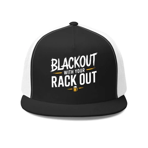Generic Spring Break Trucker Hat | Blackout with Your Rack Out | Funny Flat Bill Snapback | Party Hat