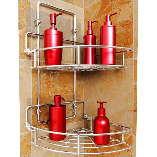 Vdomus Strong Shower Caddy 2 Tier Bathroom Corner Shelf Organizer Polished Chrome - No Drilling Needed Shower Shelves Wall Mounted for Bathroom shower Accessories Shower Stand