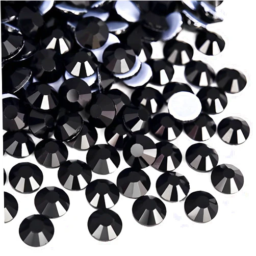 Jollin Hot Fix Crystal Flatback Rhinestones Glass Diamantes Gems 4.0mm(16ss 1440pcs, Jet)