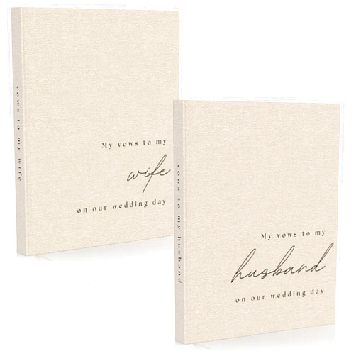 Paige McRae Home & Decor Wedding Vow Books His and Hers - 2 Pack Personalized His & Hers Book - Linen Hardcover Bride and Groom Notebook for Ceremony Vows - Bookmark & Lined Pages - Renewal & Wedding Must Haves