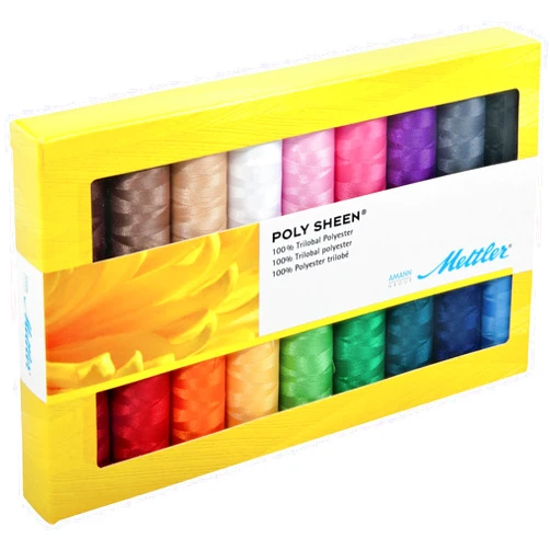 Mettler Polysheen Polyester Machine Embroidery Thread Gift Set Kit Multicoloured - per pack of 18