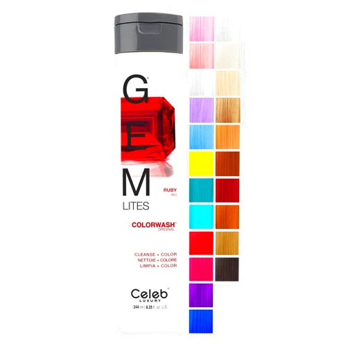 Celeb Luxury Gem Lites Colorwash, Professional Semi-Permanent Hair Color Depositing Shampoo, Ruby