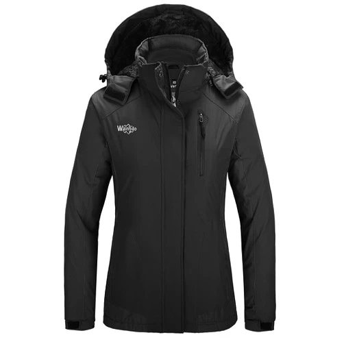 Wantdo Women's Waterproof Ski Jacket Warm Winter Coats Windproof Fleece Rain Jackets Outdoor Outwear
