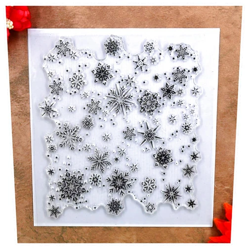 Kwan Crafts Christmas Snowflake Background Clear Stamps for Card Making Decoration and DIY Scrapbooking