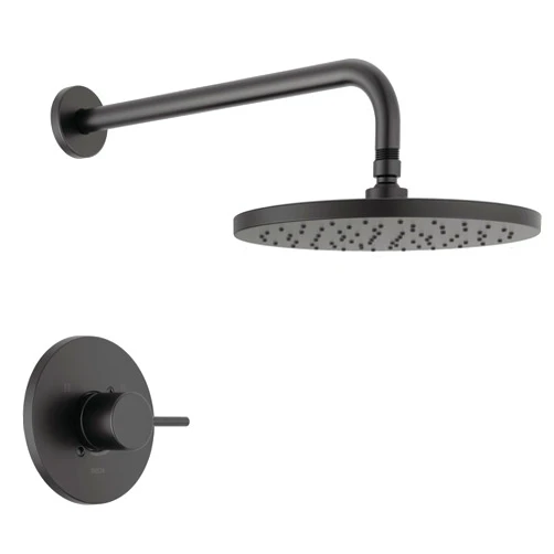 Delta Faucet Modern 14 Series Matte Black Shower Faucet, Delta Shower Trim Kit with Single-Spray Touch-Clean Black Shower Head, Matte Black T14259-BL-PP (Valve Not Included)