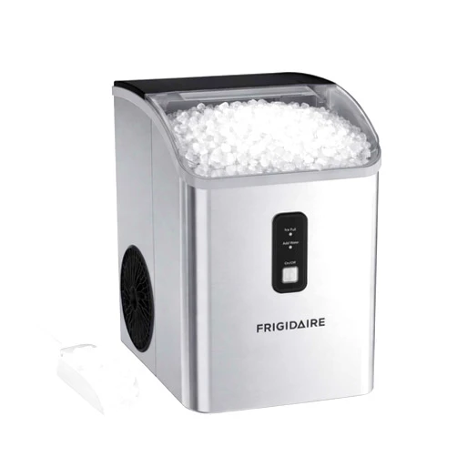 Frigidaire Countertop Crunchy Chewable Nugget Ice Maker, Compact, 33lbs per Day, Metallic Finish