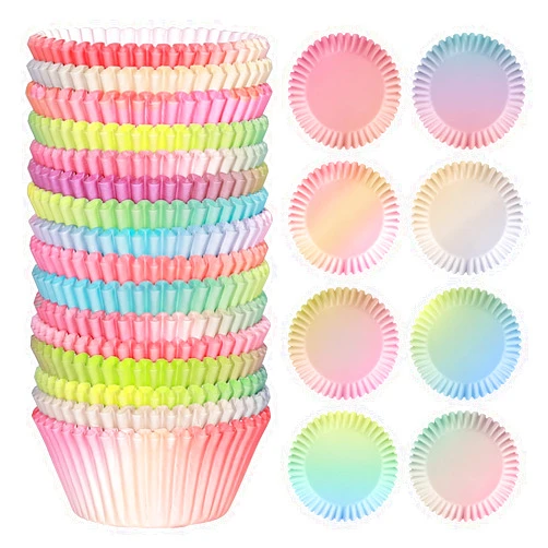 SKIDEC Standard Cupcake Liners 400 Count Colorful Paper Baking Cups Disposable Cupcake Wrappers for Wedding and Party Baking Supplies (Gradient Color)