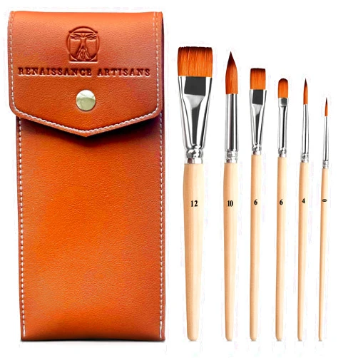 Renaissance Artisans Rembrandt Series I - 6pc Travel Watercolor Brushes Set, Kolinsky Sable Performance Hair, Designed for Watercolors & Versatile in Gouache, Oil - Premium Art & Travel Kit