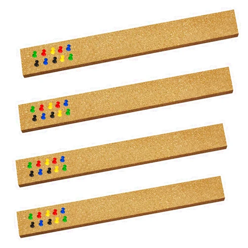 Runloon Cork Bulletin Board,4 Pcs Rectangular Frameless Multipurpose Cork Batten Strips for Office, School,Home Memo or Decoration, 2x15 inches,with 35 Pushpins Cork Board Strips for Walls Self Adhesive