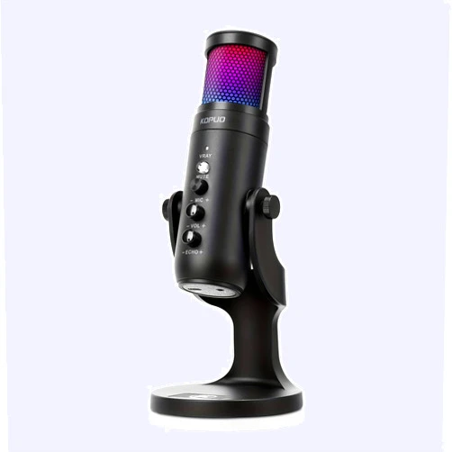 KOPUO RGB USB Gaming/Podcast Computer Microphone, Condenser Desktop Singing PC Mic, Dynamic Heart-Shaped Directional Mics for Radio/Vocal/Voice/PS4/PS5/Mac/YouTube/Live Streaming/Media/Recording
