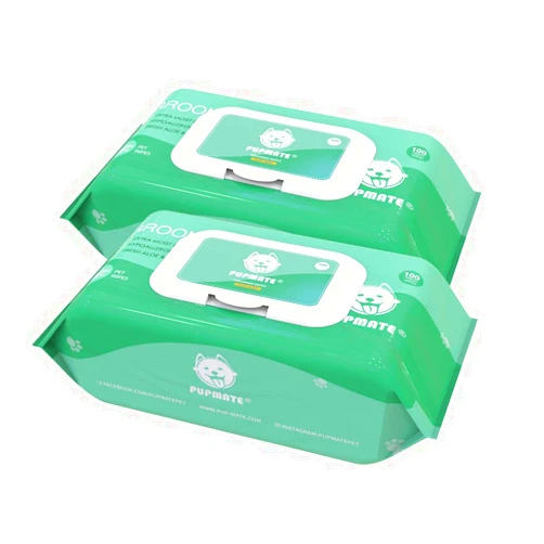 PUPMATE Natural Pet Grooming Wipes, 100 Fresh Counts, Extra Moist & Thick for Dogs & Cats, Puppies & Kittens(Pack of 2)