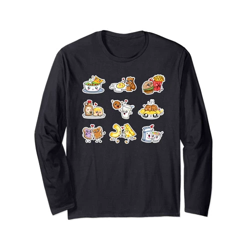 Food is my Valentine by PixelFox Funny Food Couples Gift Bacon Eggs Guac Chips Mac N Cheese Long Sleeve T-Shirt