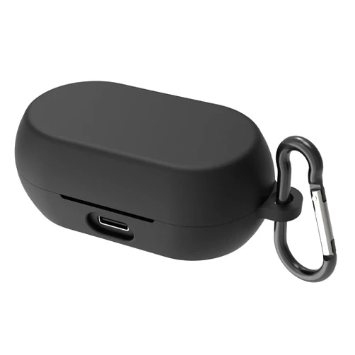 Geekria Silicone Case Cover Compatible with Jabra Elite 7 Pro, Jabra Elite 7 Active True Wireless Earbuds, Protective Earphones Skin Cover with Keychain Hook, Charging Port Accessible (Black)