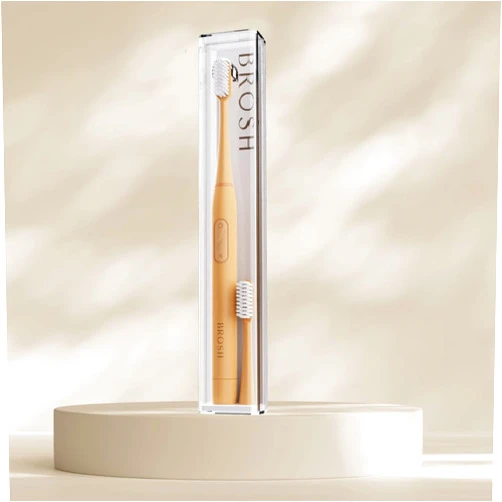Generic Electric Toothbrush, Soft Bristles for Sensitive Teeth & Gums, Replaceable Head, Plaque-Free, Light Yellow
