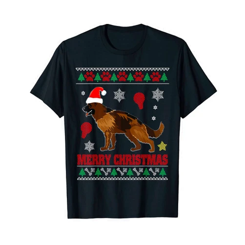 V7Shop Merry Christmas Dogs Lovers T-shirt German Shepherd Dog Santa Sweater Costume Merry Xmas Tshirt