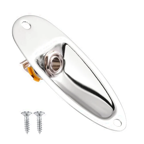 Lasuroa Guitar Input Jack Socket Plate, 1/4 Inch Stratocaster Jack Ferrule Guitar Jack Plug Socket Plate Guitar Output Jack Cover Pad Silver for Fender Stratocaster Electric Guitar Bass