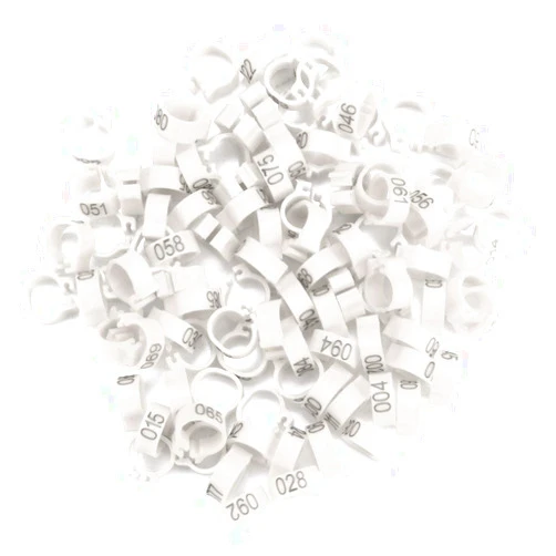 ViaGasaFamido 100Pcs 8mm Bird Leg Rings, 001-100 Numbered Bird Identification Leg Bands Poultry Leg Bands for Bantam Finch Dove Pigeons Lovebird Coturnix Quail(White)