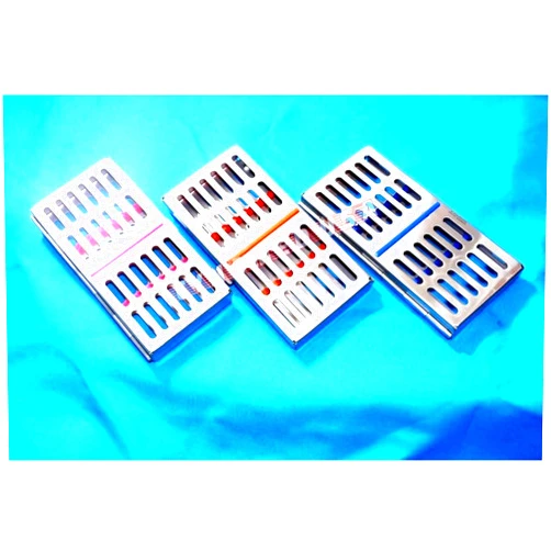 SYNAMED USA 3 German Stainless Dental Autoclave Sterilization Cassette Rack Box Tray for 7 Instrument Set of 3 Colored