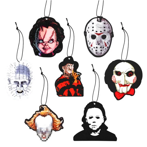 DokPada Set of 7 Horror Classic Movie Characters Car Air Fresheners Halloween Fragrance Incense Chips Rearview Mirror Hanging Pendant Ornaments Scented Diffuser Decor Automotive Interior Accessories Gifts