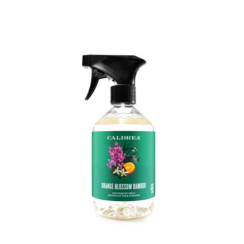 Caldrea Multi-surface Countertop Spray Cleaner, made with birch bark, Orange Peel and Ylang Ylang flower essential oils, a special vegetable protein extract, Orange Blossom Bamboo scent, 16 oz