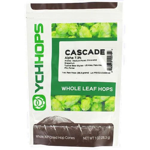 Baker and Crosby Cascade Hops, Whole Leaf, 1oz