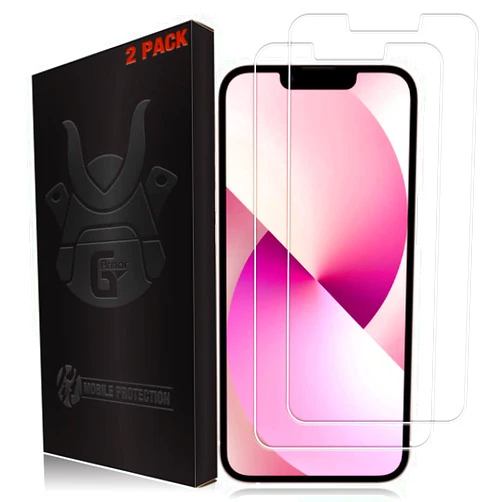 G-Armor 2 Pack Screen Protector for iPhone 14, 13 and 13 Pro (Not for 14 Pro) - Tempered Glass Screen Saver, Phone Case Friendly, Lifetime Replacement, Protective Screen Cover for 6.1 Inch iPhones
