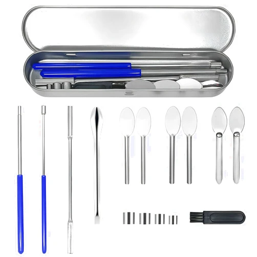 ZIGMEEY 15 Piece Capsule Filling Machine Kit for Pill Filler - All Sizes 000 00 0 1 2 3 4 5, Micro Lab Spoons, Herb Powder Tamper Tool, Spatula Scoop, Versatile for Medication & Supplements