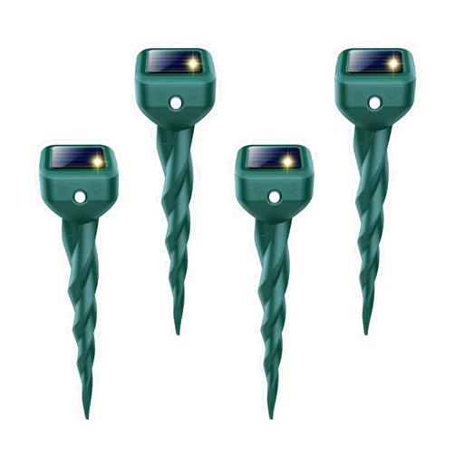 BORHOOD Mole Repellent Solar Powered, 4 Pack Ultrasonic Deterrent, Snake, Groundhog, Gopher, Vole Repellent for Lawns Garden & Yard