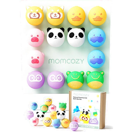 Momcozy 14-Pack Animal Bath Bombs with Essential Oil, Ideal Christmas Gift for Happy Educational & Fun Bath Time, Bath Bombs Kit with 7 Cute Animal Shapes, Ideal Gifts for Kids Girls Boys Toddler